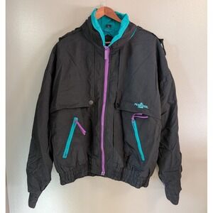 Vintage Swingster 90's Mens Embroidered Pennzoil Black Purple Teal Windbreaker L